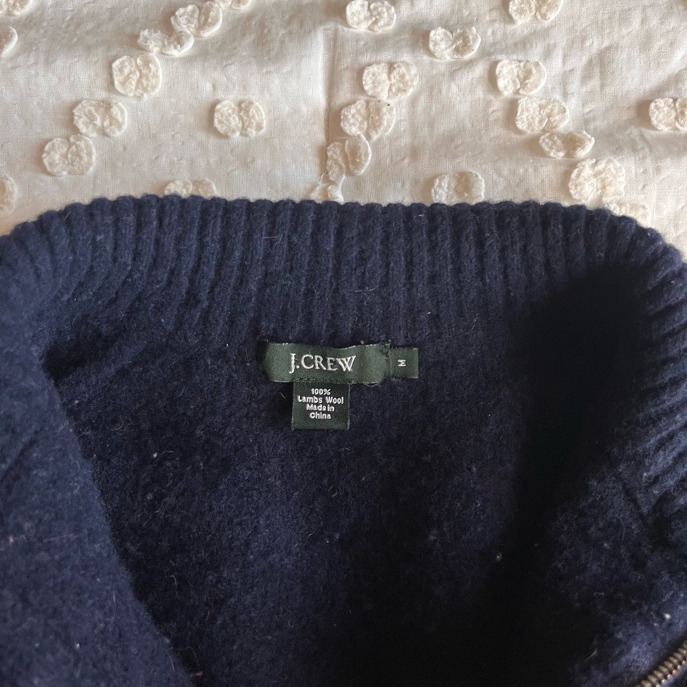 J. Crew Vintage 100% lambs wool cowl neck zip up - Picture 4 of 9